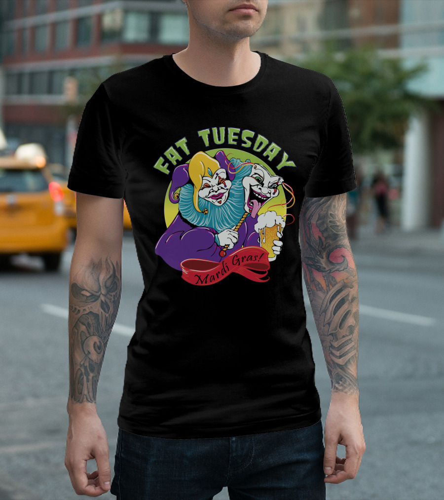 Fat Tuesday Mardi Gras Jesters with Beer T-Shirt