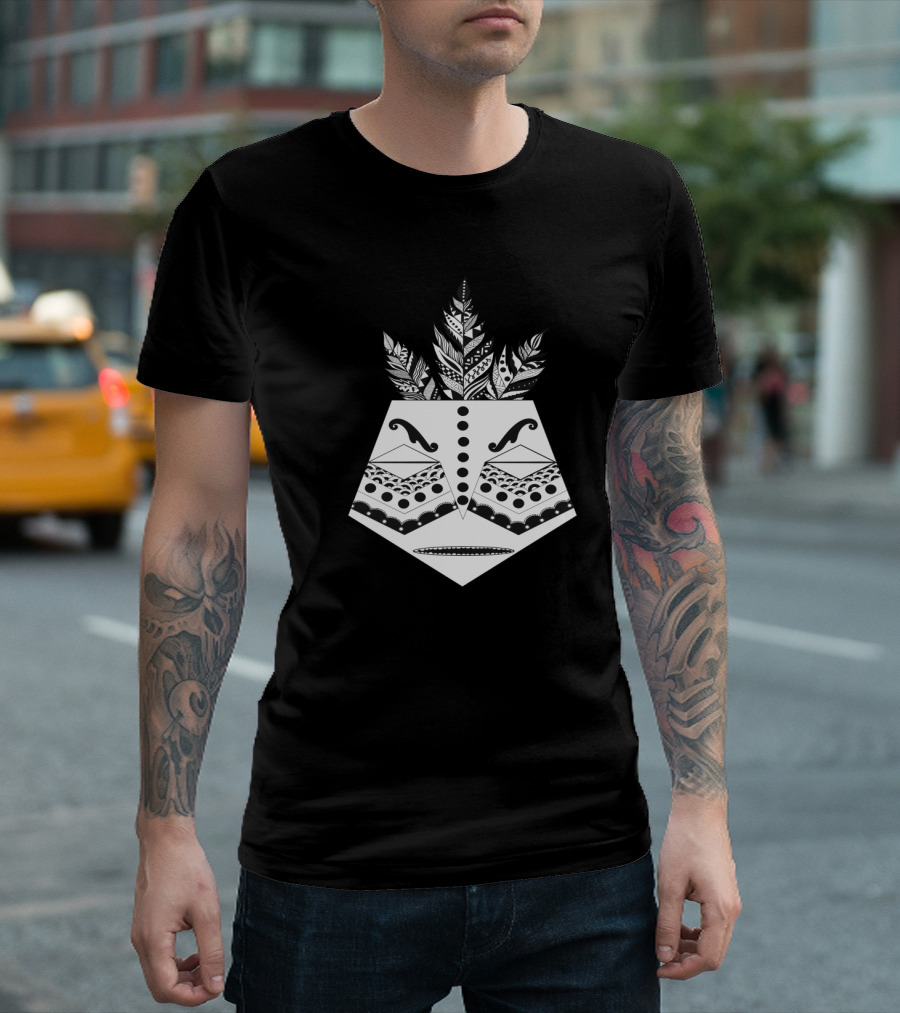African Tribal Mask with Intricate Feather T-Shirt