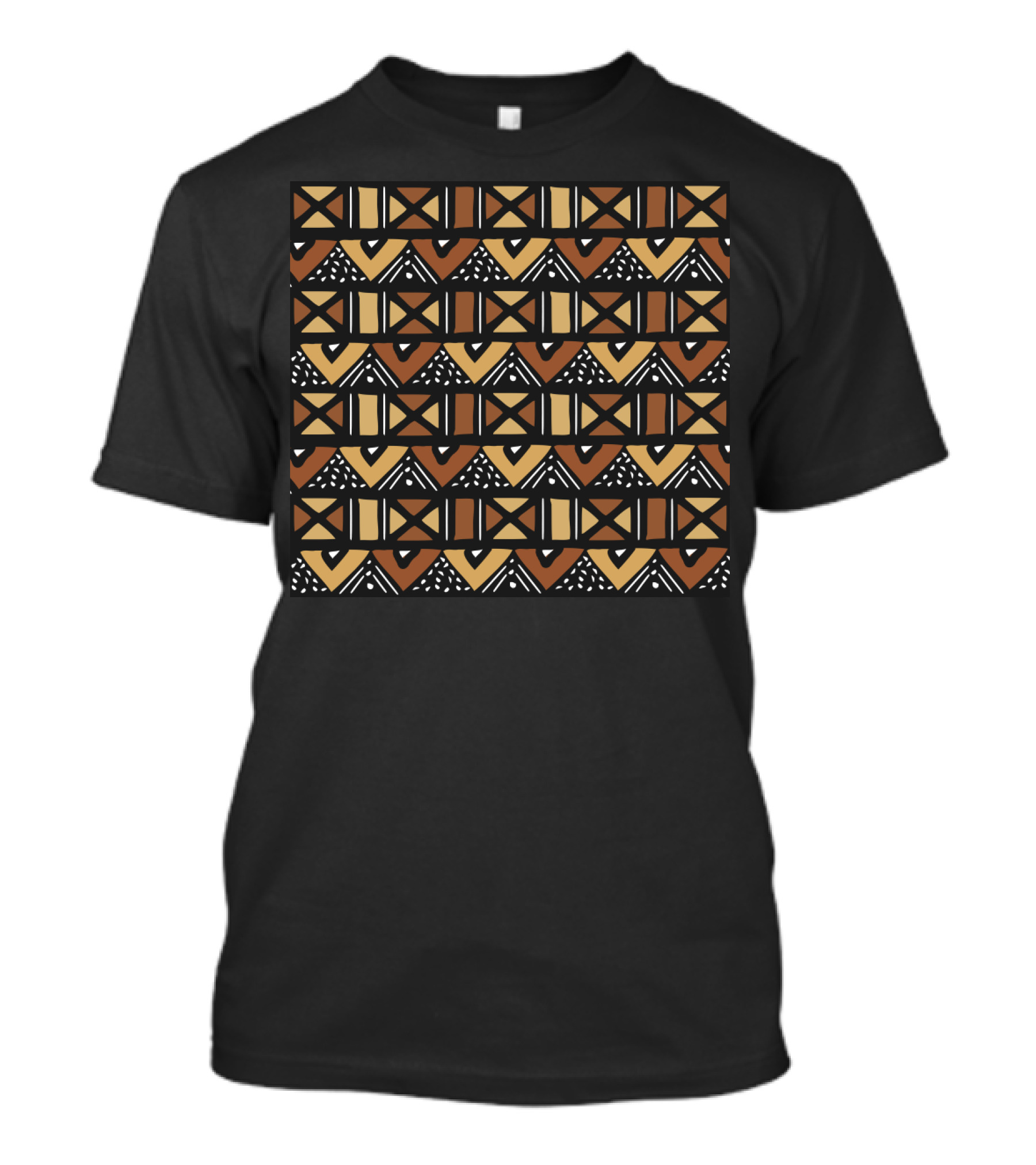 African Mud Cloth Pattern Multicolor Geometric T-Shirt