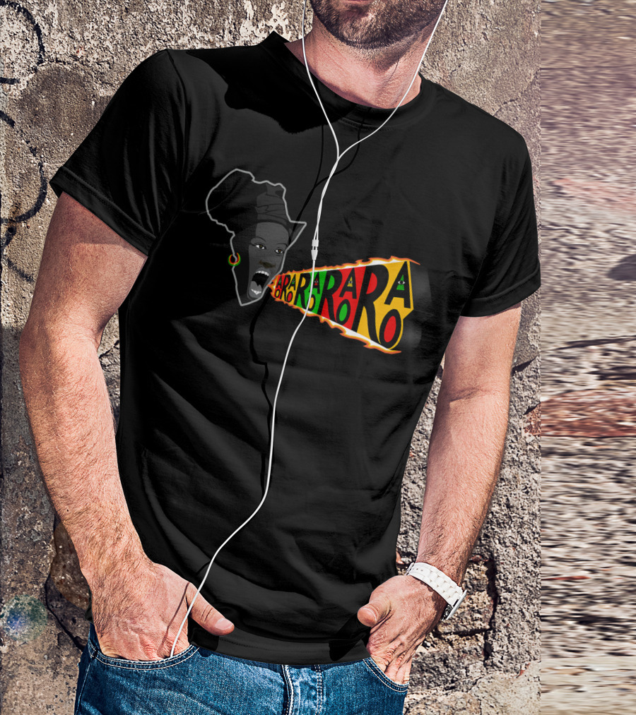 Spirit Of Africa Bold Shout With Vibrant Rasta Colors And African Continent Profile T-Shirt