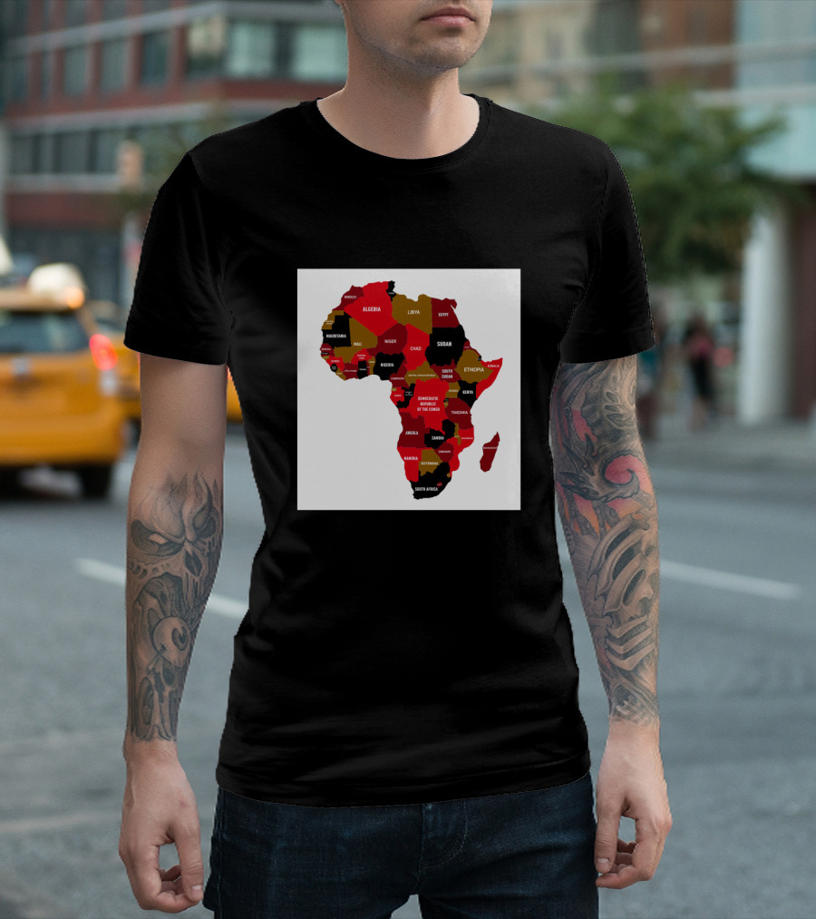 Africa Map Highlighting Country Names Display T-Shirt