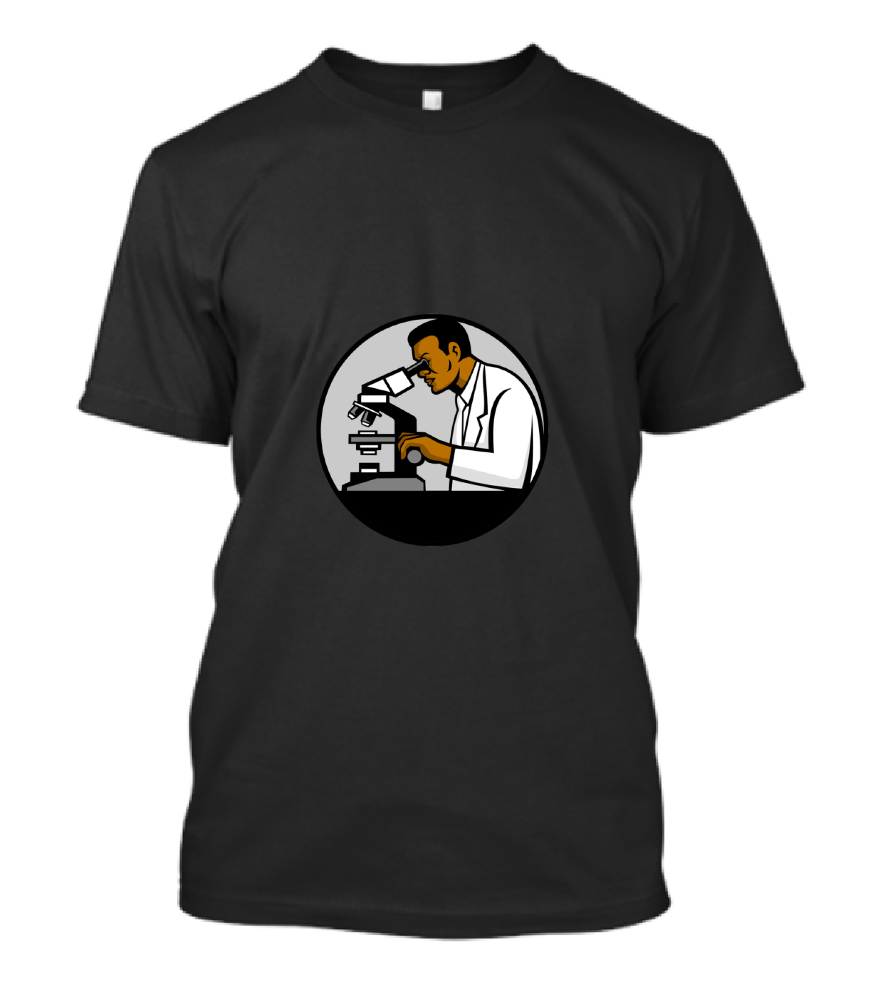 African American Scientist Examining Samples Under Microscope T-Shirt