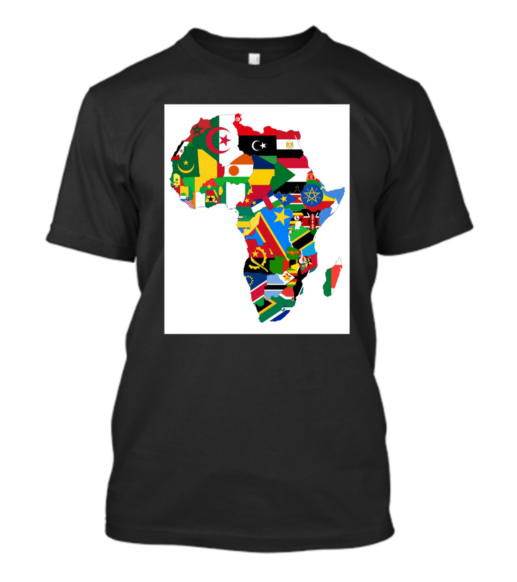 Flags Of The African Continent Map Collage T-Shirt