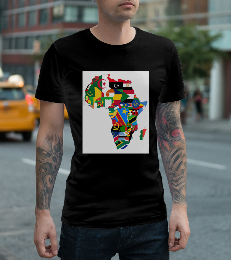 Flags Of The African Continent Map Collage T-Shirt