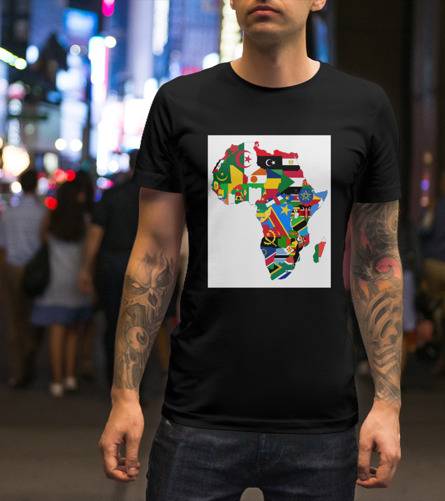 Flags Of The African Continent Map Collage T-Shirt