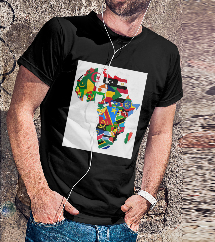 Flags Of The African Continent Map Collage T-Shirt