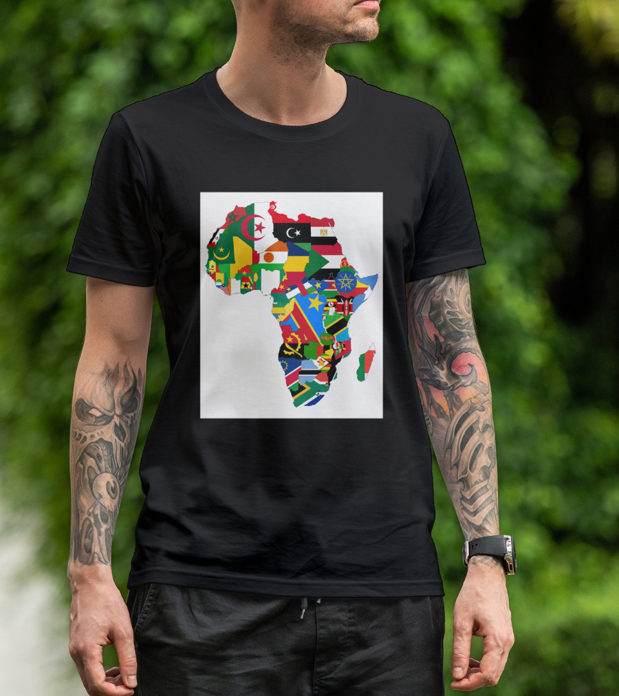 Flags Of The African Continent Map Collage T-Shirt