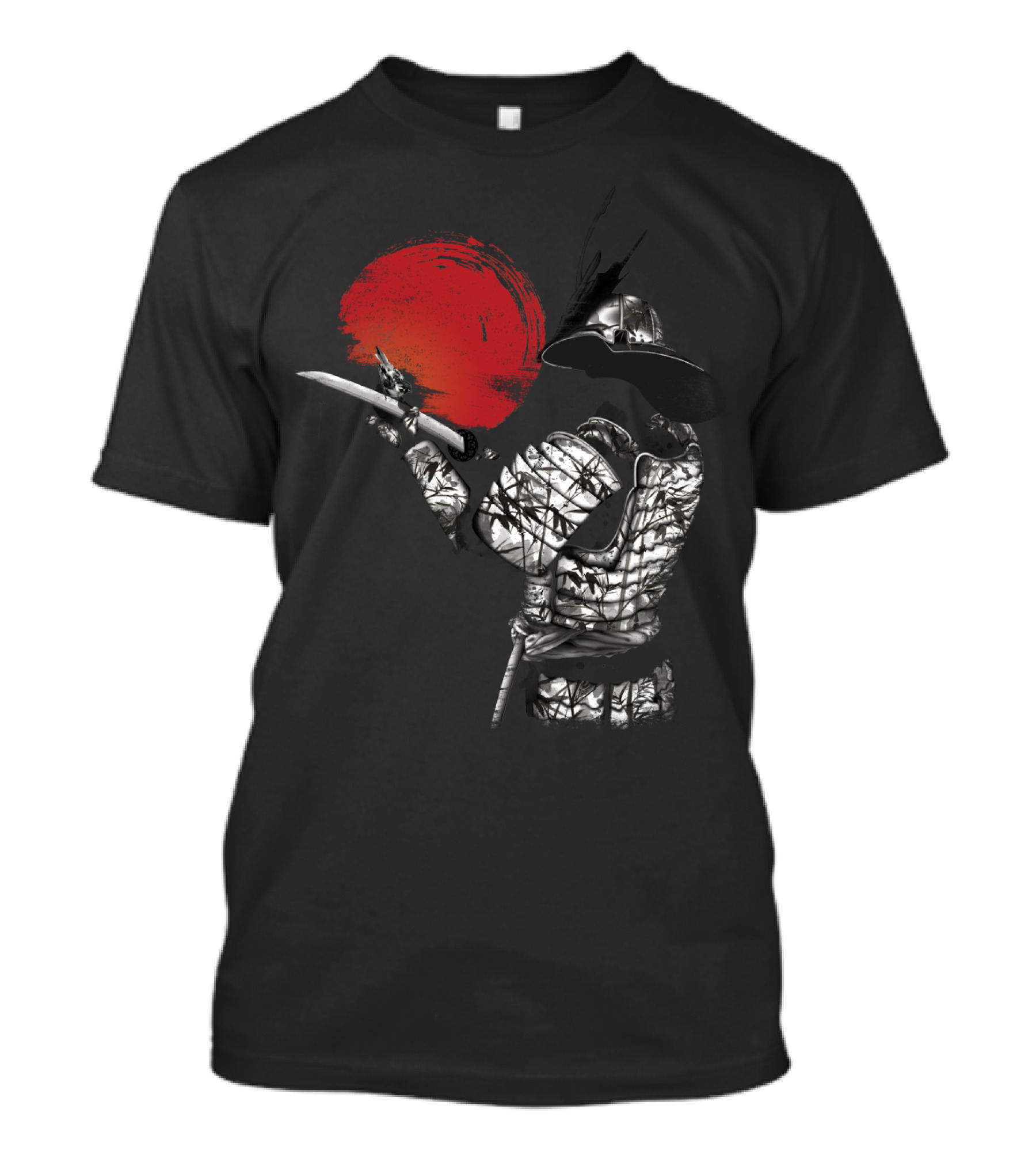 Edge Of The Sun Samurai With Striking Red Brushstroke Circle T-Shirt