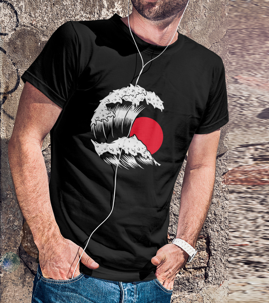 Great Wave With Rising Sun Japan T-Shirt