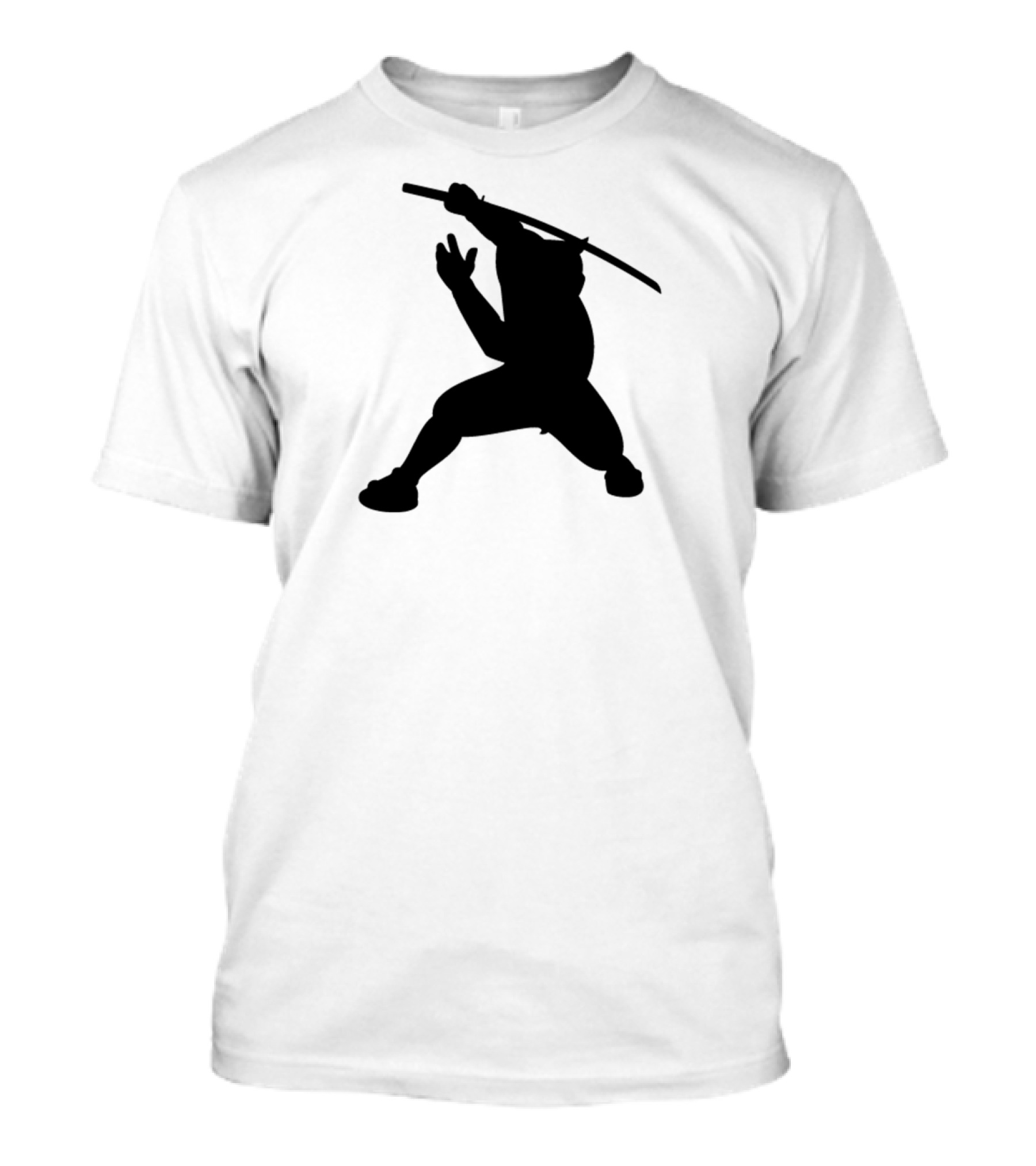 Dynamic Samurai Swordsman Silhouette With Raised Katana T-Shirt