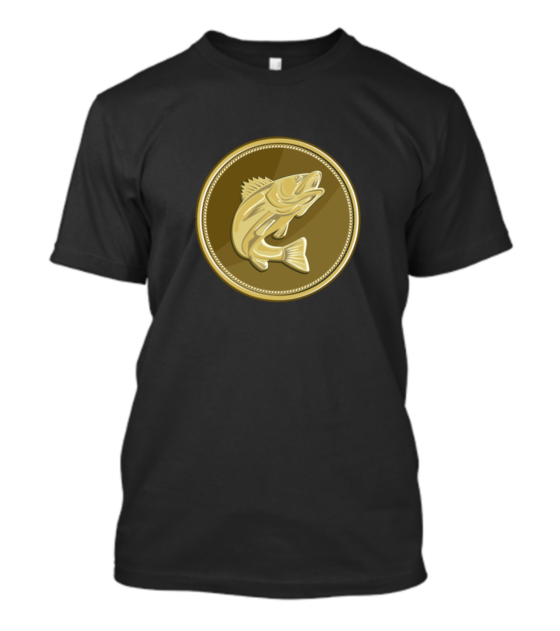 Barramundi Fish On Gold Coin Design With Intricate Details T-Shirt