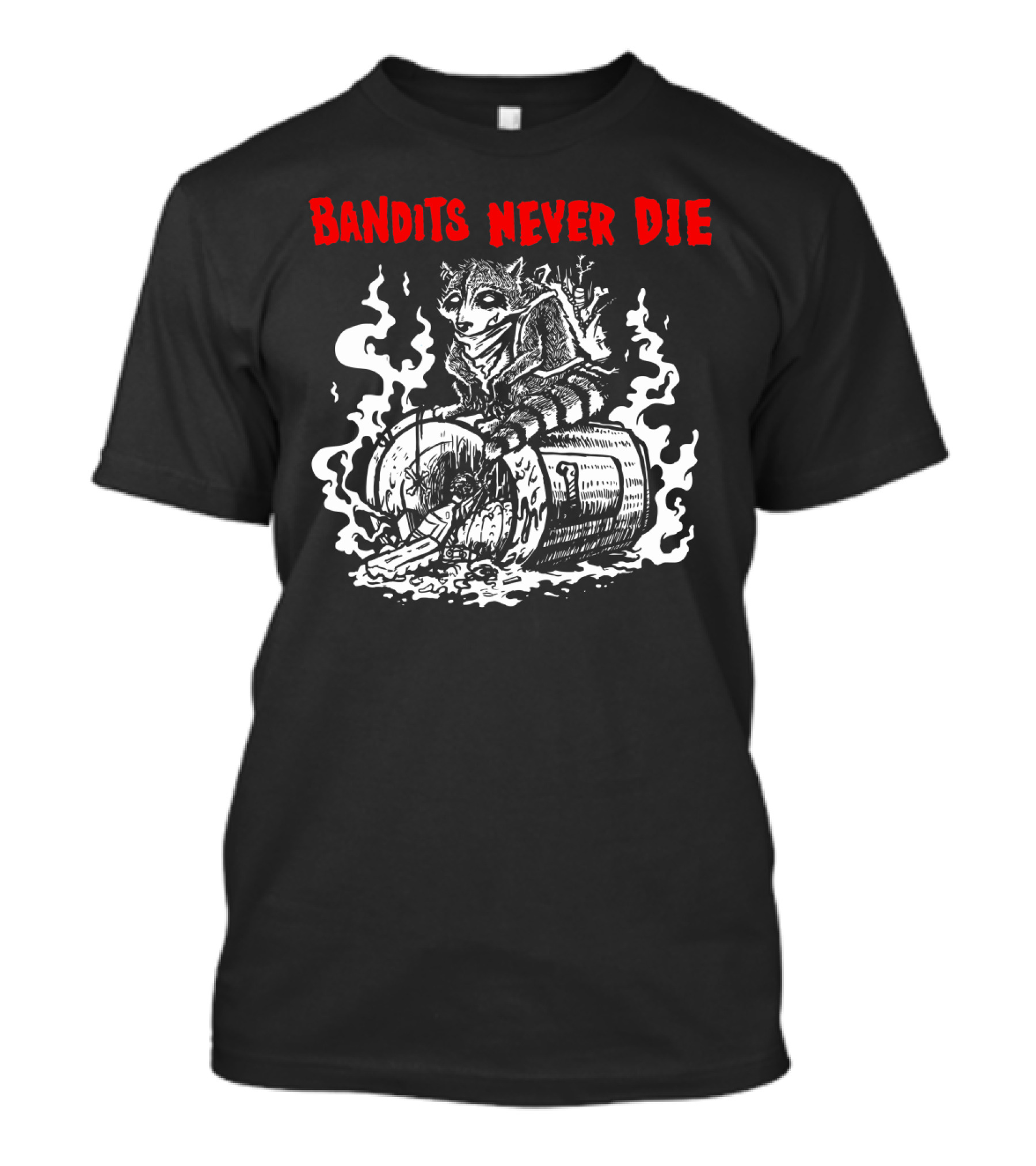 Trash-Panda Chaos: Bandits Never Die Fiery Mischief T-Shirt