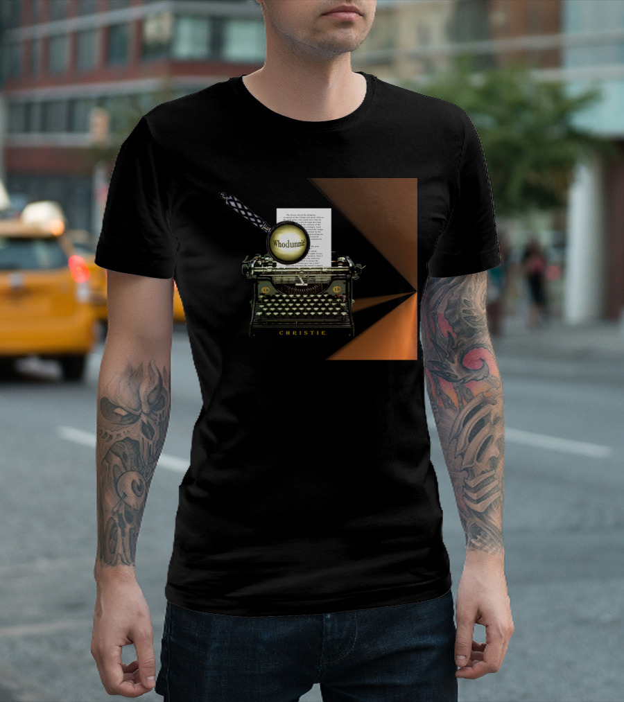 Whodunnit Agatha Christie Typewriter Mystery Magnifying Glass T-Shirt