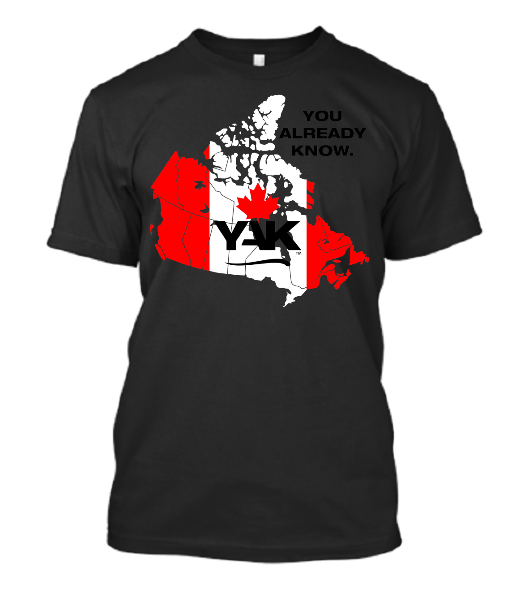 YAK Canada You Already Know Red Maple Leaf Flag Map T-Shirt