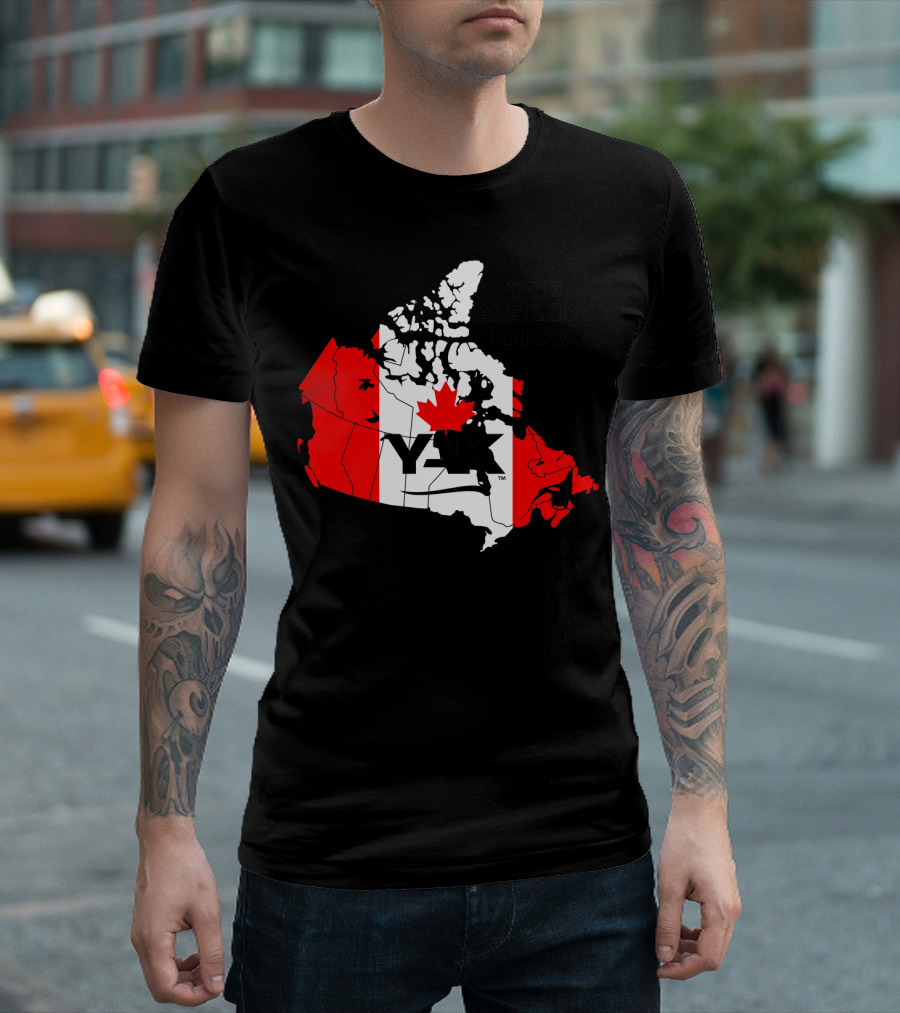 YAK Canada You Already Know Red Maple Leaf Flag Map T-Shirt