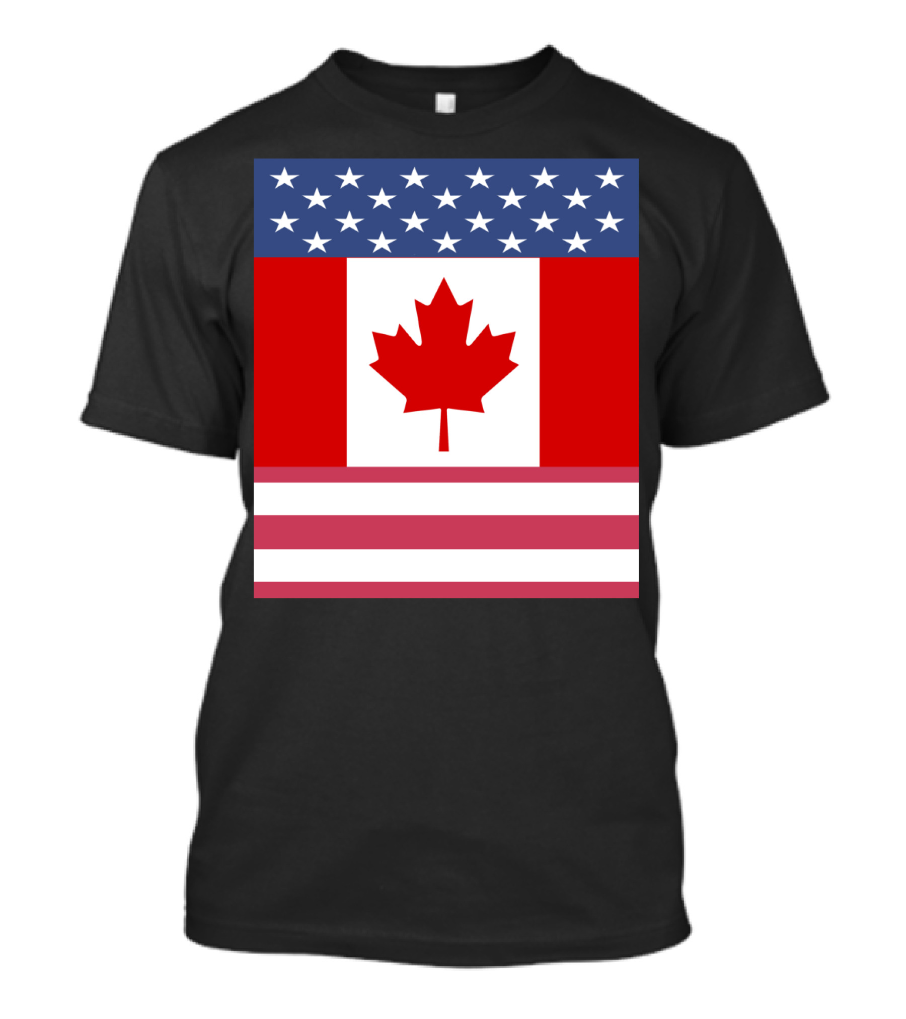 USA Canada Flag Fusion Stars And Maple Leaf Alliance T-Shirt
