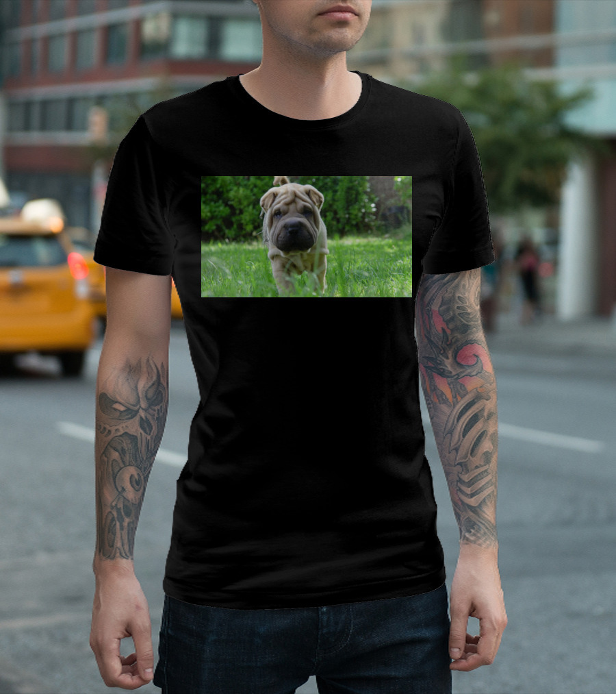 Shar Pei Puppy In Lush Green Garden T-Shirt