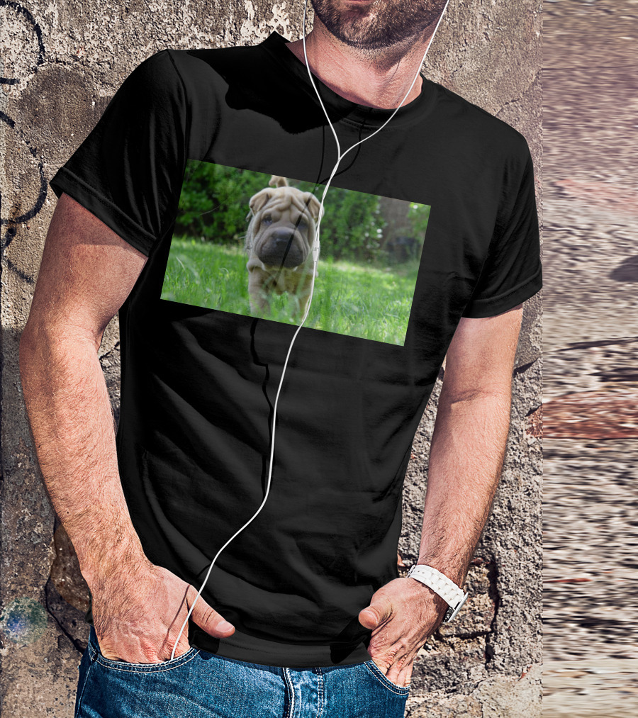 Shar Pei Puppy In Lush Green Garden T-Shirt