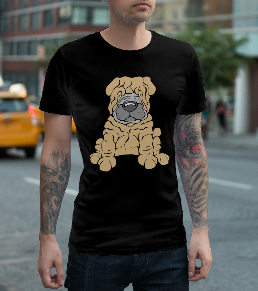 Chinese Shar Pei Dog Illustration With Wrinkled Features T-Shirt