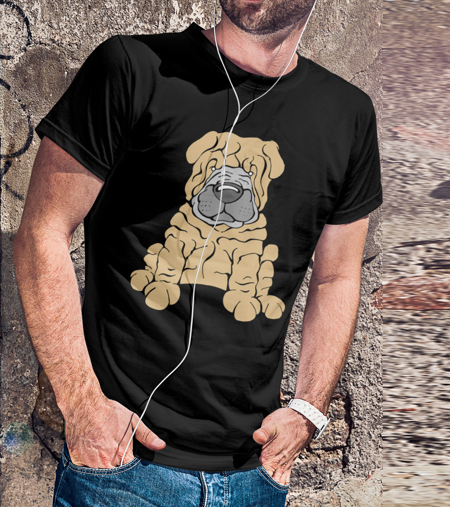 Chinese Shar Pei Dog Illustration With Wrinkled Features T-Shirt