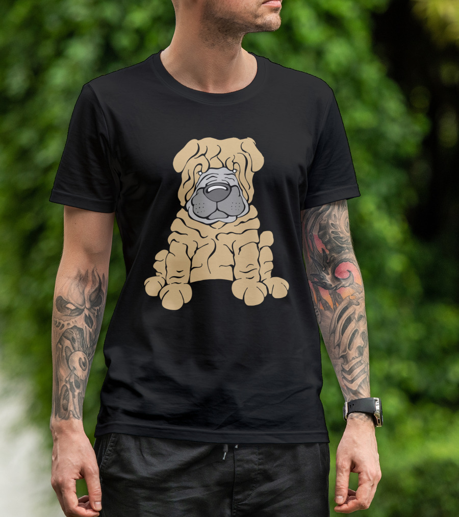 Chinese Shar Pei Dog Illustration With Wrinkled Features T-Shirt