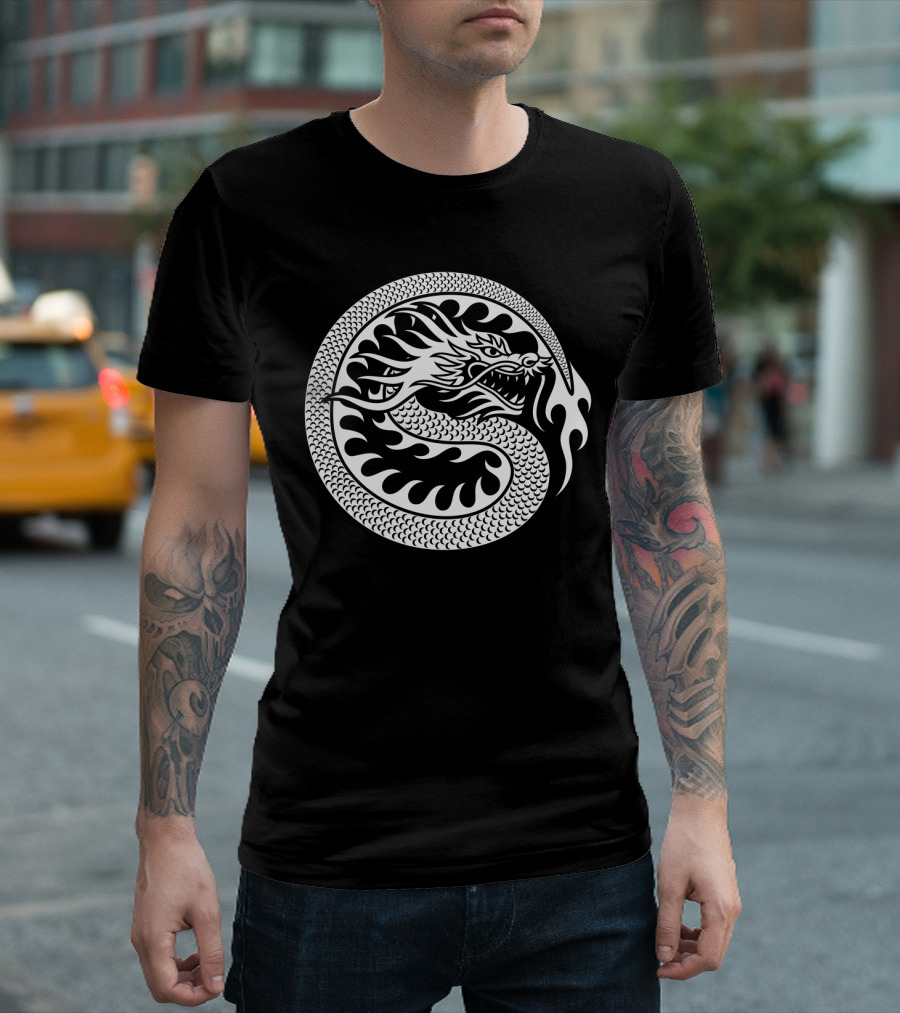 Chinese Dragon Circular Emblem White T-Shirt