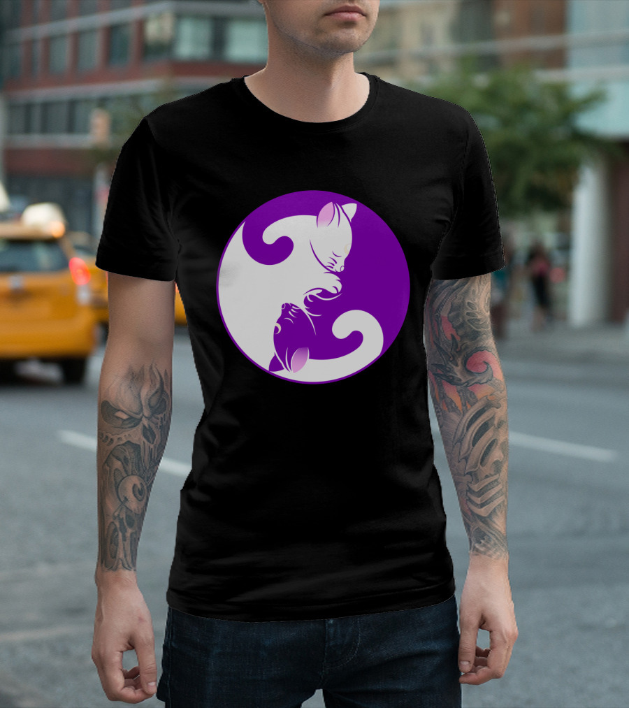 Purple Cat Yin Yang Kitten T-Shirt