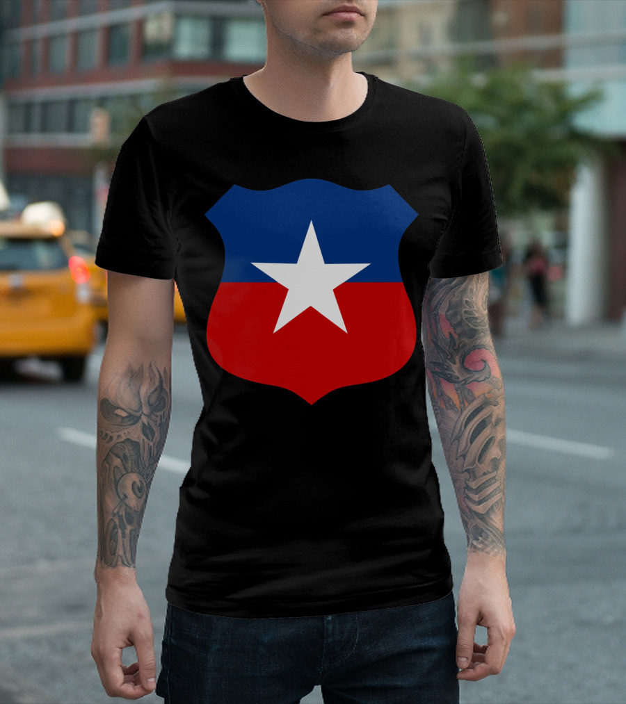 Chile Emblem Star Shield Blue Red Badge T-Shirt