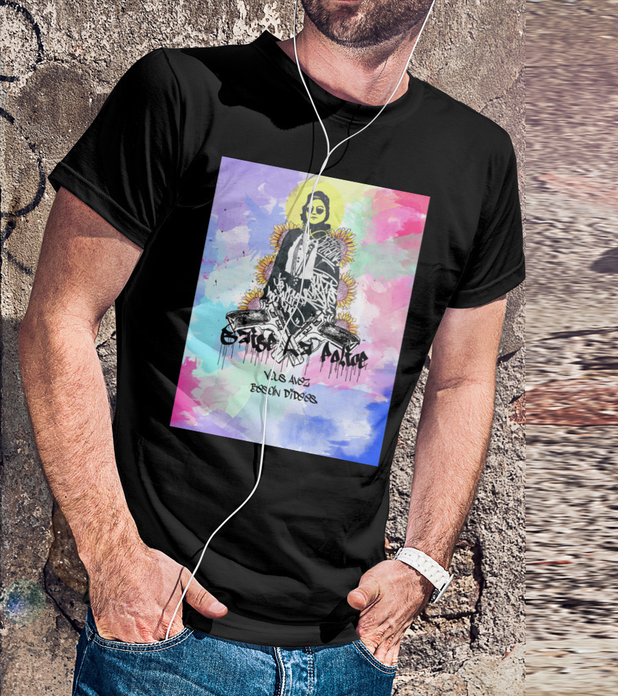 Baise La Police Vous Avez Besoin D'IdEes Graffiti Art Sunflower Halo T-Shirt