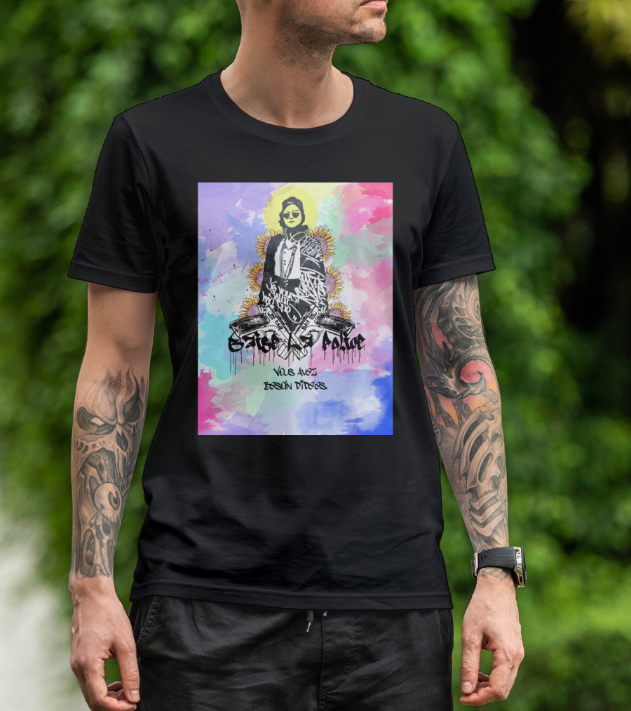 Baise La Police Vous Avez Besoin D'IdEes Graffiti Art Sunflower Halo T-Shirt