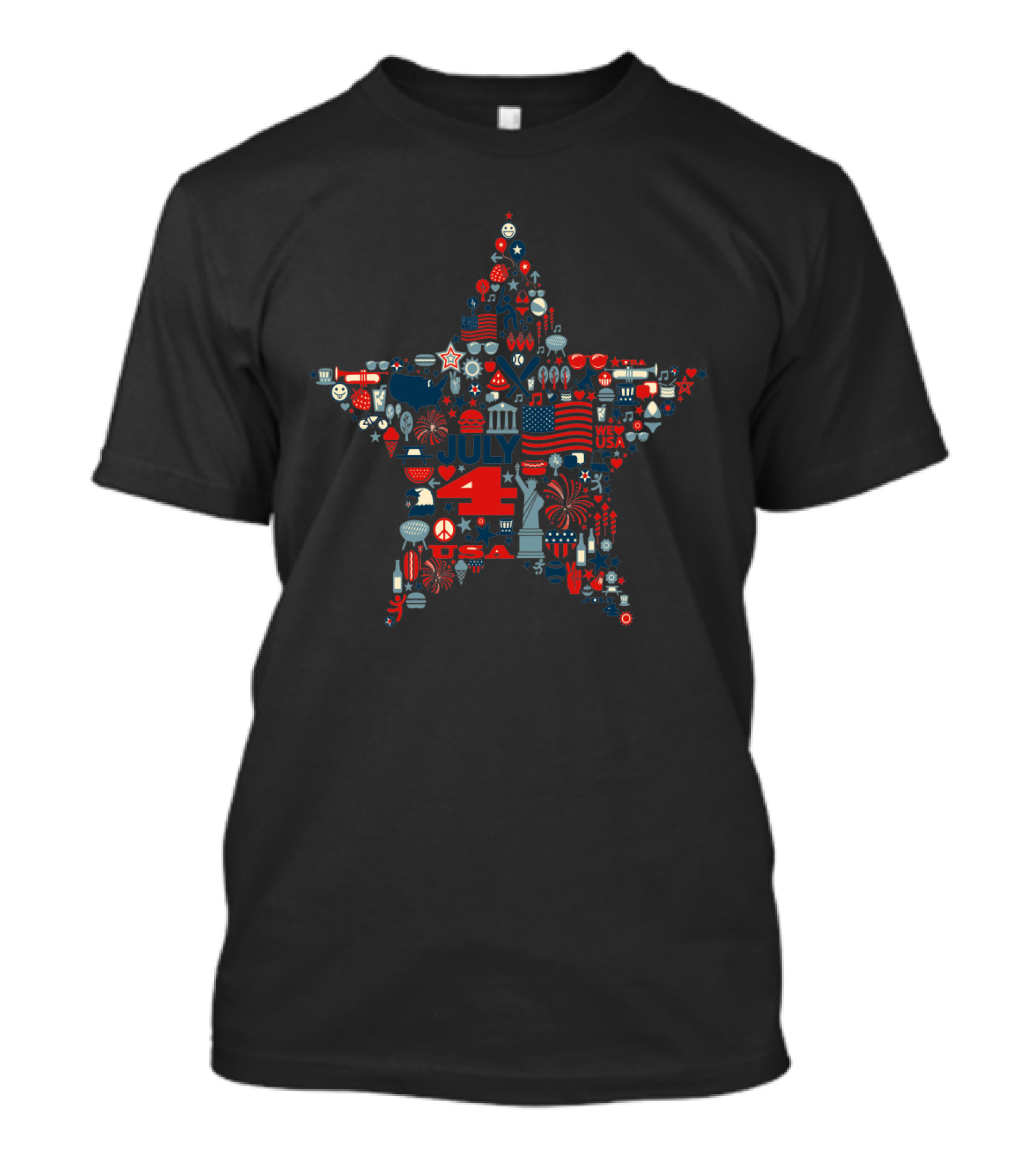 4th Of July Star Featuring USA Symbols Fireworks And Flag T-Shirt