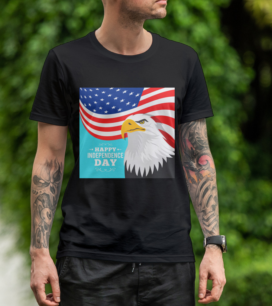 Happy Independence Day American Flag Bald Eagle T-Shirt