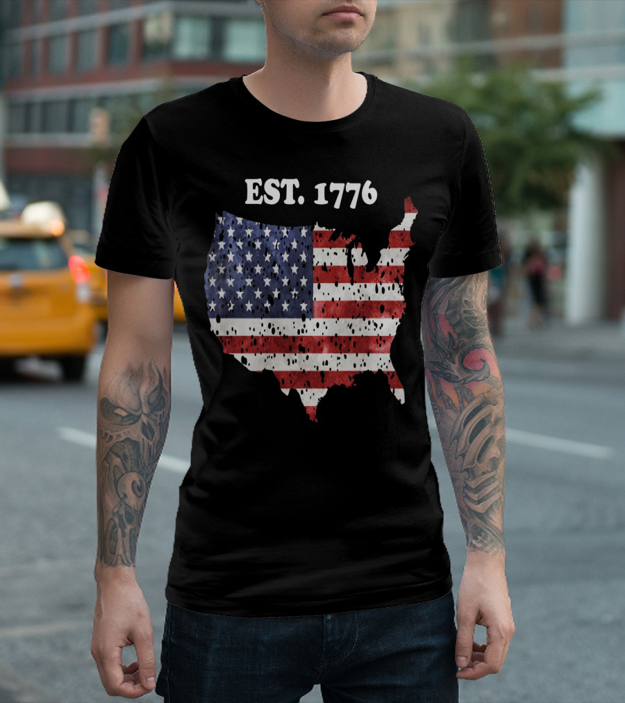 Est. 1776 United States Flag Map T-Shirt