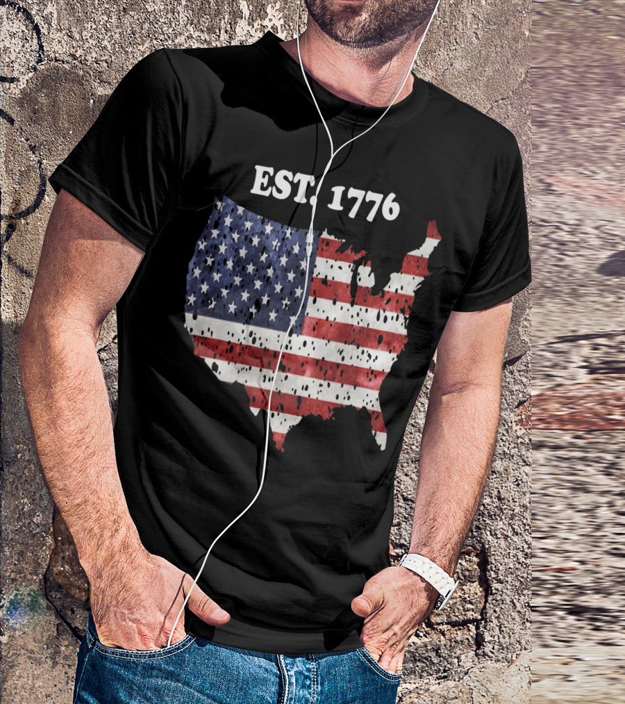 Est. 1776 United States Flag Map T-Shirt