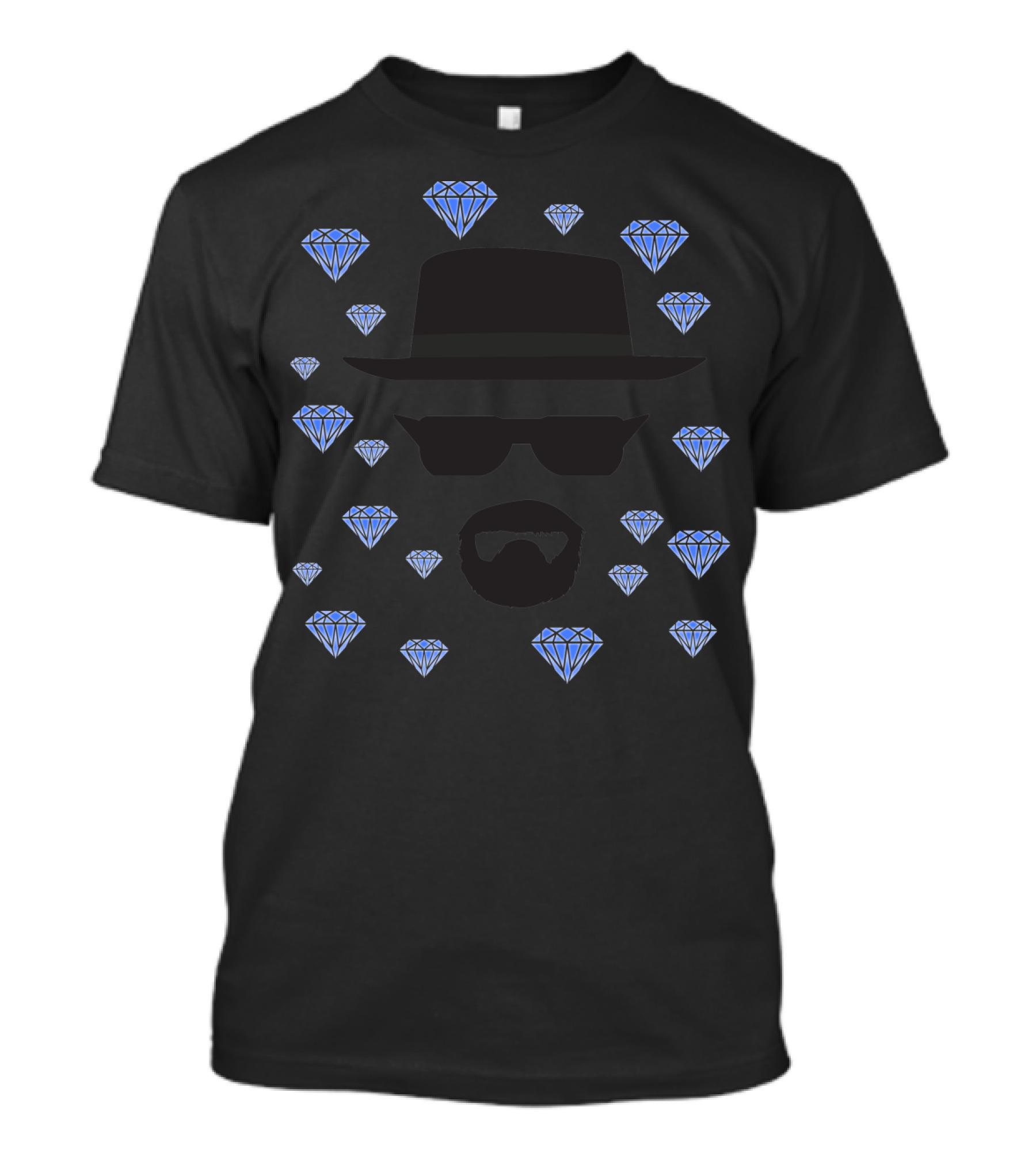 Heisenberg Hat And Glasses With Blue Diamonds T-Shirt