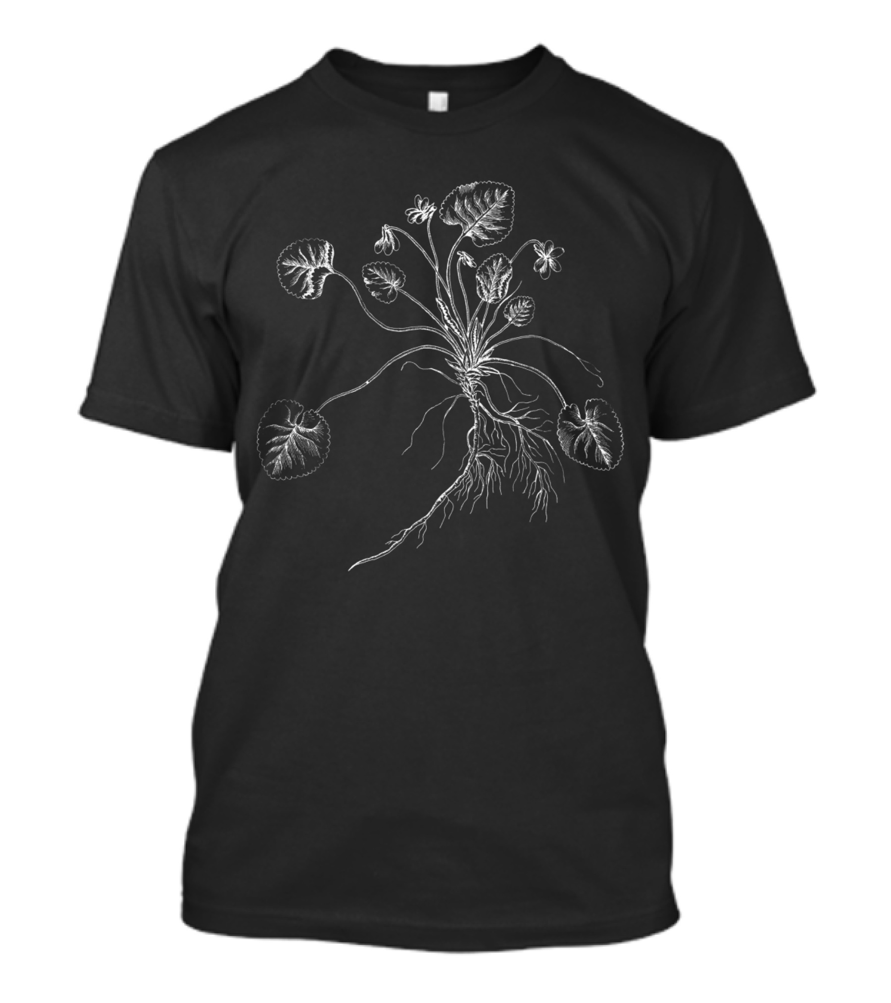 March Violet Botanical Illustration White Floral Sketch T-Shirt