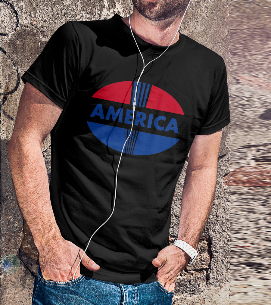 America Red And Blue Oval T-Shirt