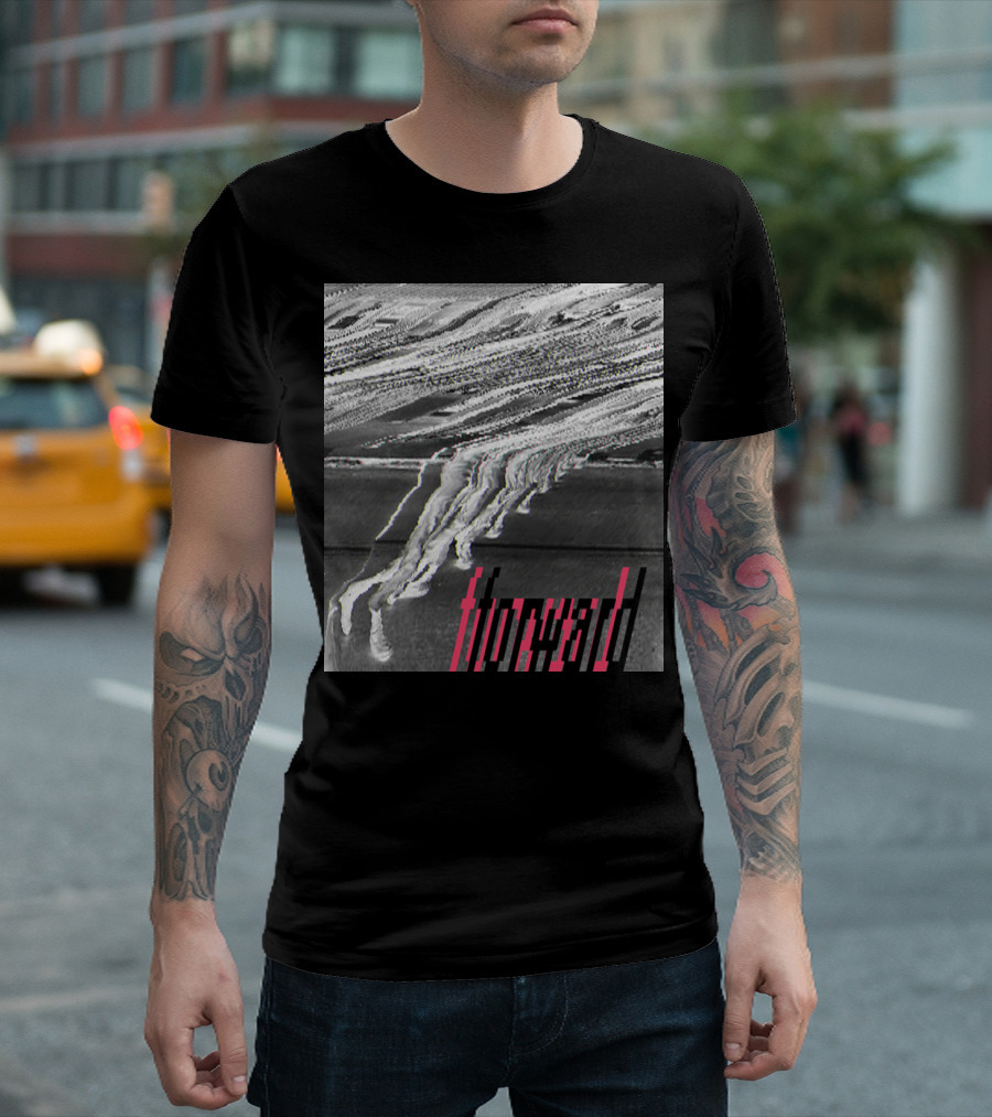 Forward Glitch Art Aesthetic in Pixelated Monochrome T-Shirt