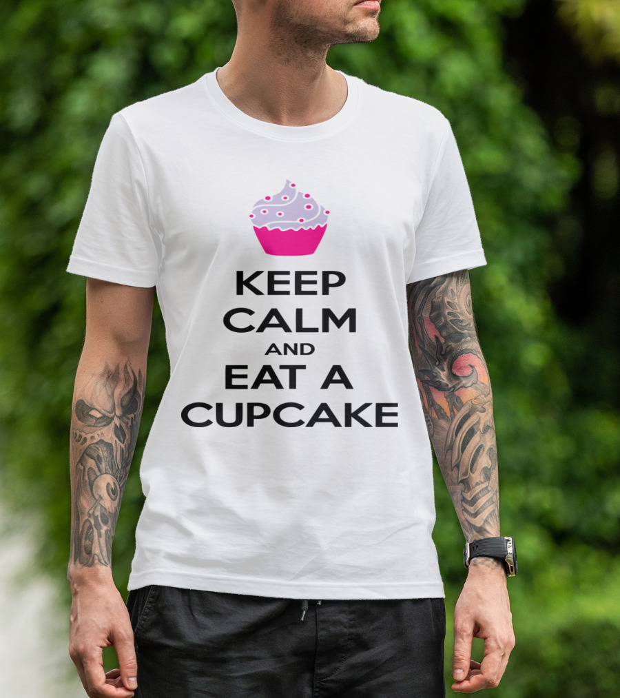 Keep Calm And Eat A Cupcake Pink And Purple Frosted Cupcake T-Shirt