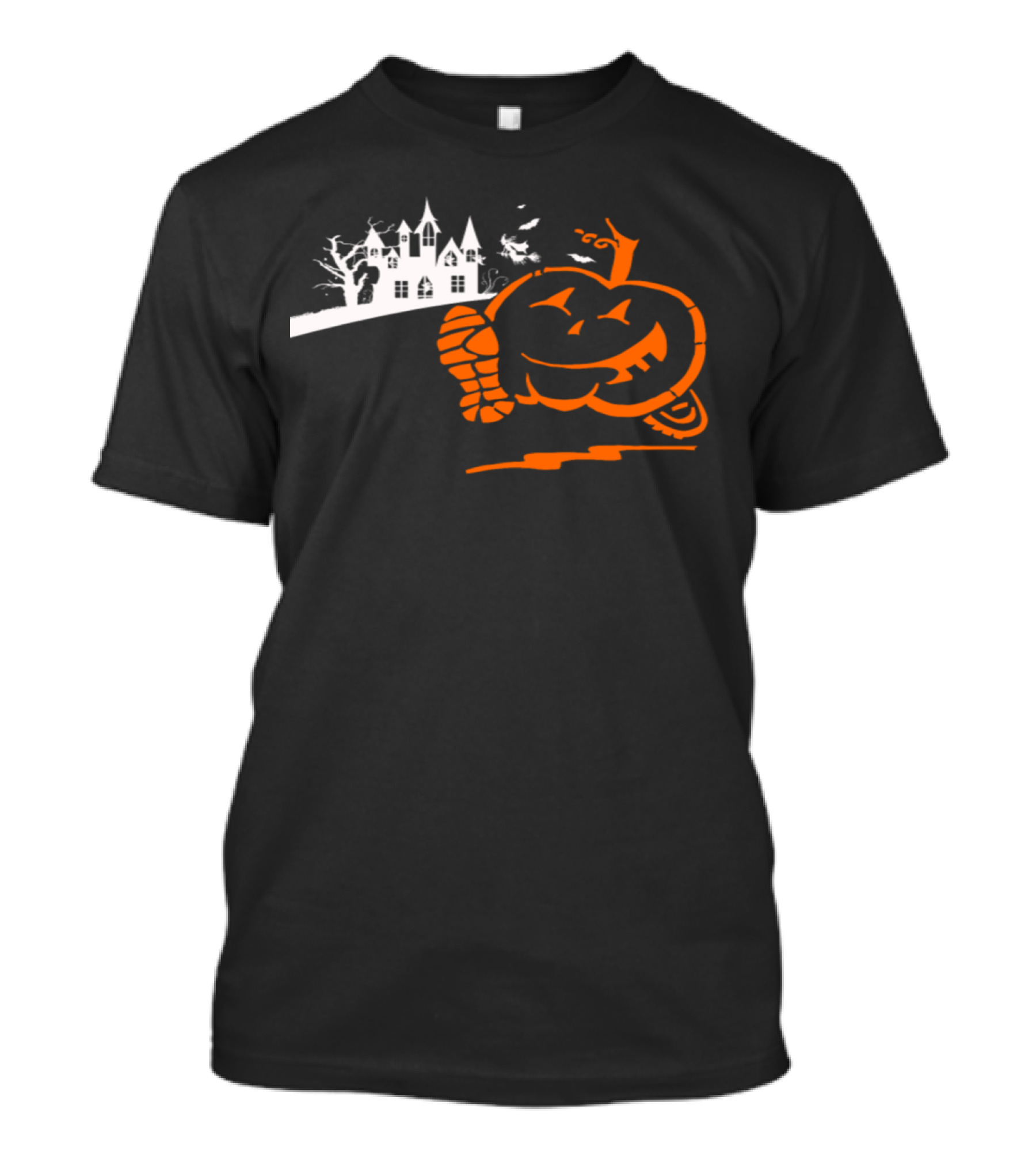 Spooky Halloween Pumpkin Runner With Haunted Castle T-Shirt