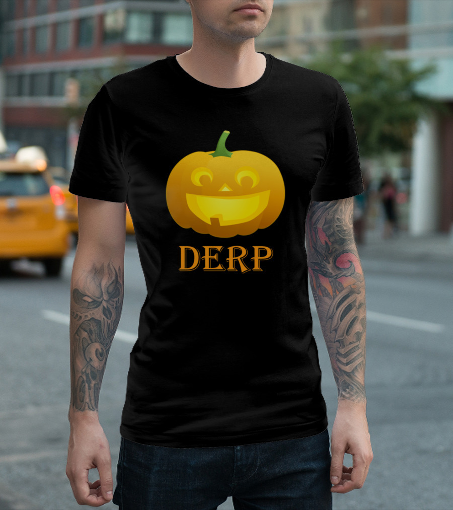 Derp Pumpkin Happy Face Halloween T-Shirt