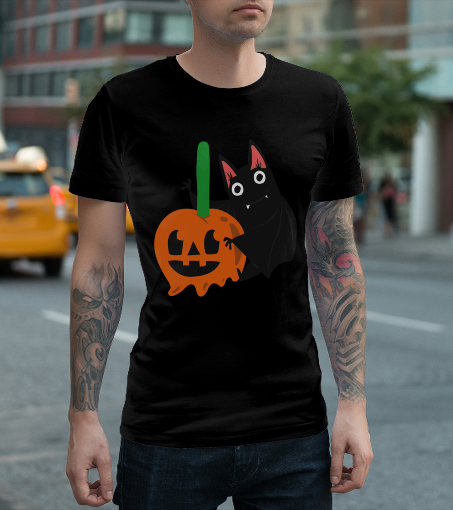 Bat With Pumpkin Halloween Jack-O'-Lantern Cute T-Shirt
