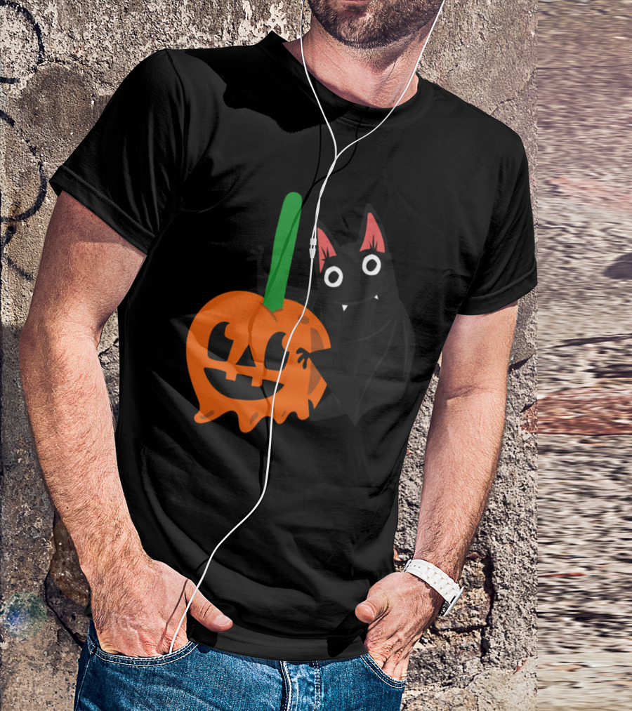 Bat With Pumpkin Halloween Jack-O'-Lantern Cute T-Shirt