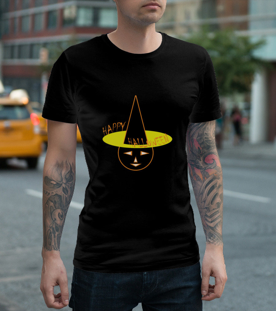 Happy Halloween Mystery Pumpkin Witch Hat T-Shirt
