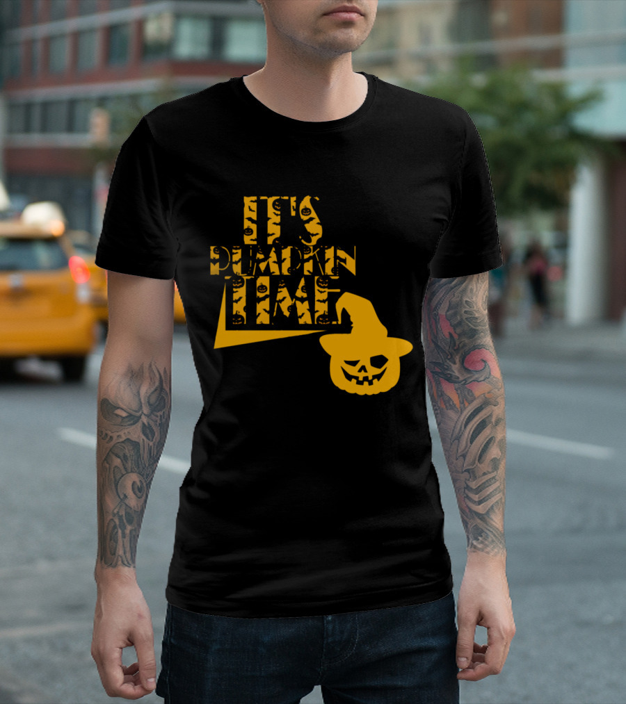 It's Pumpkin Time Halloween Jack-O'-Lantern With Witch Hat T-Shirt
