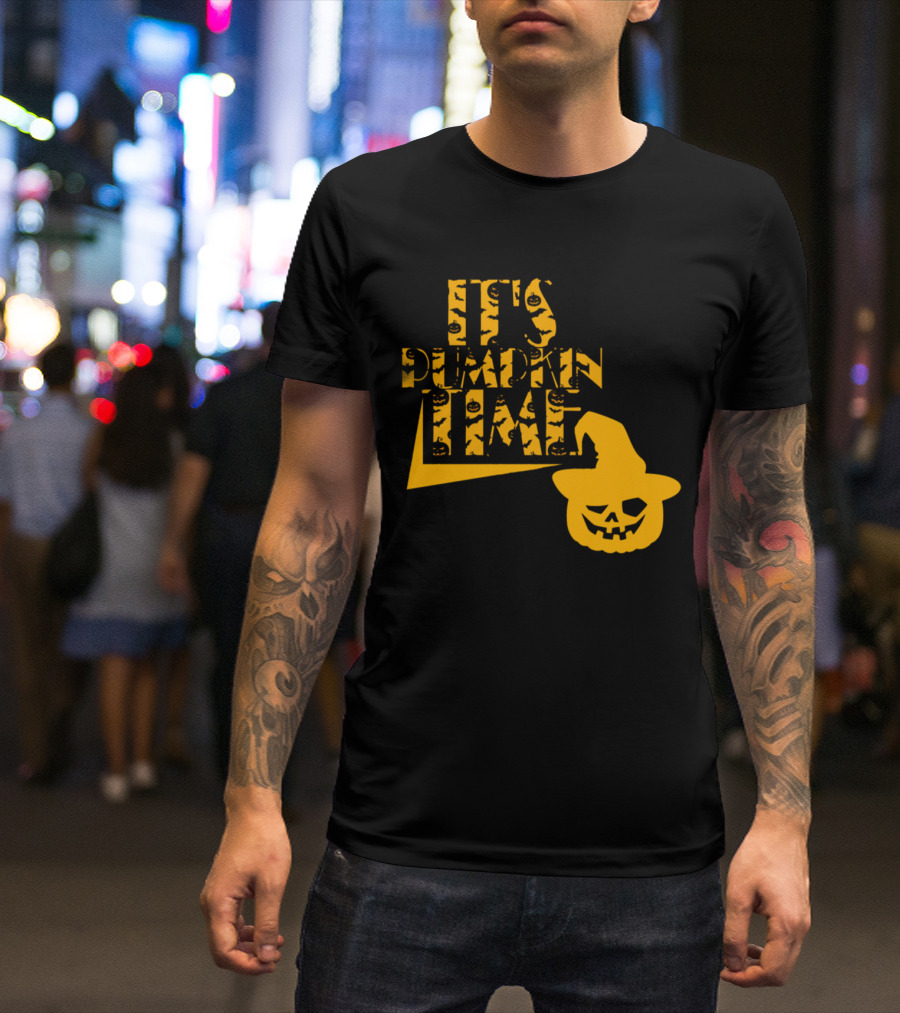 It's Pumpkin Time Halloween Jack-O'-Lantern With Witch Hat T-Shirt