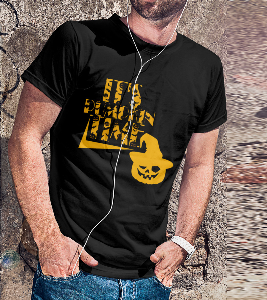 It's Pumpkin Time Halloween Jack-O'-Lantern With Witch Hat T-Shirt
