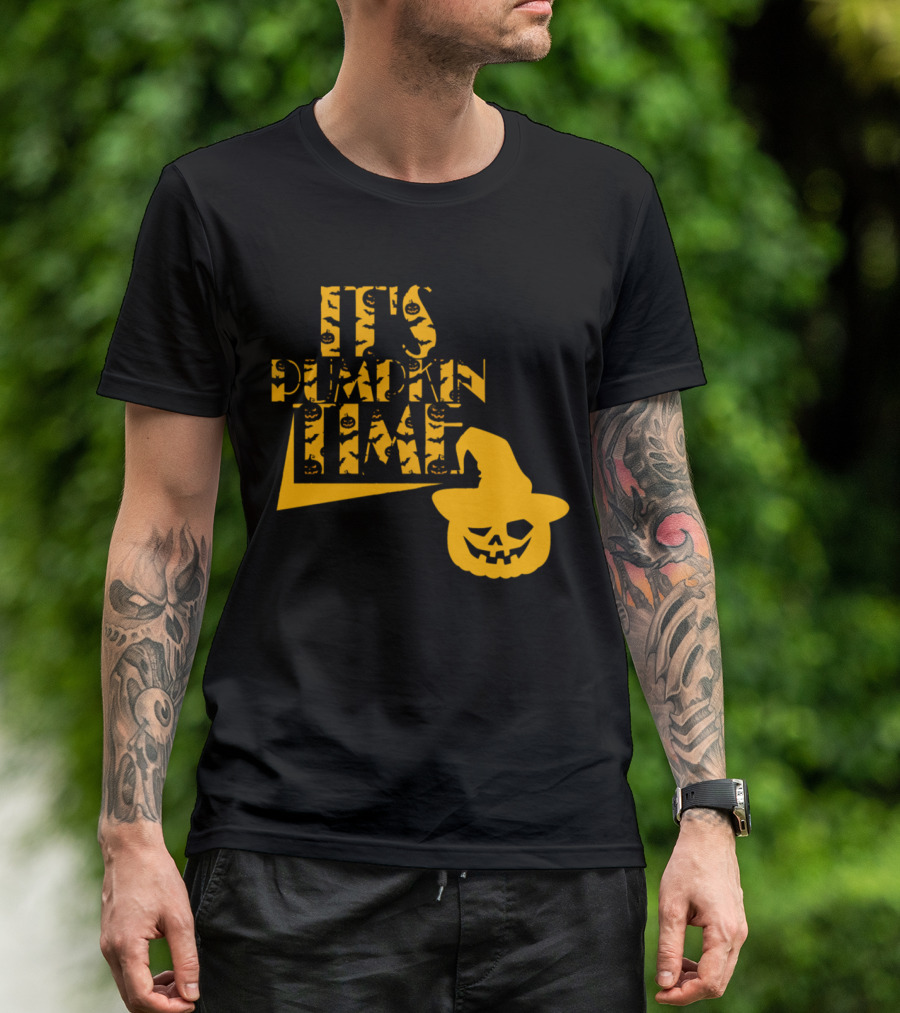 It's Pumpkin Time Halloween Jack-O'-Lantern With Witch Hat T-Shirt