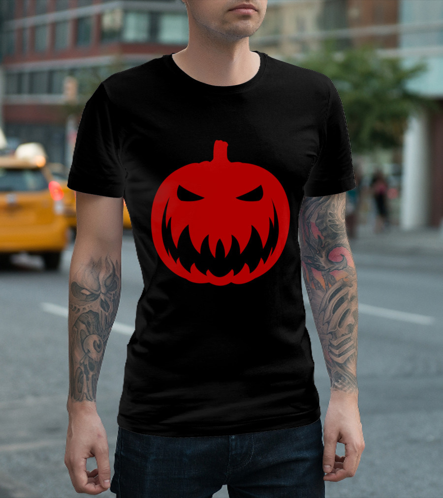 Creepy Red Jack-O'-Lantern Pumpkin Halloween T-Shirt
