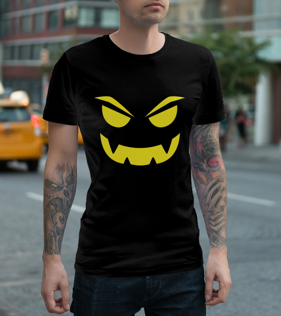 Monster Creature Halloween Pumpkin Head Face T-Shirt